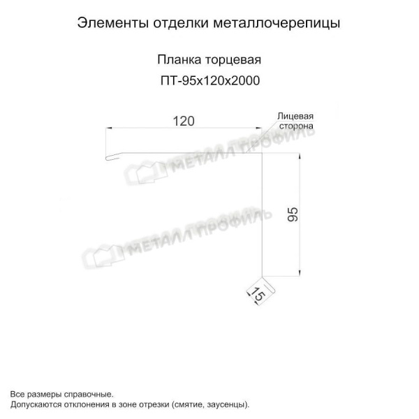 Планка торцевая 95х120х2000 (ПЭ-01-6005-0.45)